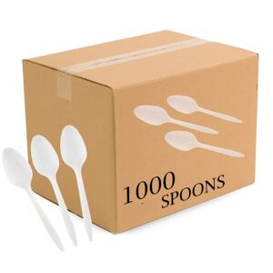 ملاعق بلاستيك ابيض مقاس كبير ( كرتون 1000 حبة )