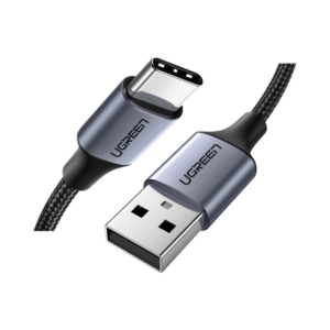 يوجرين سلك شاحن  من USB إلى USB-C مضفر بطول 3 م - رمادي