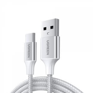يوجرين سلك شاحن  من USB إلى USB-C مضفر بطول 3 م - فضي