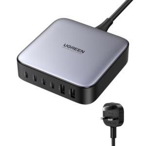 يوجرين شاحن مكتبي أربع منافذ PD وبمنفذين USB بتقنية GaN وبقوة 200 واط - رمادي