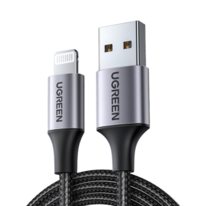 يوجرين سلك شاحن  نايلون مظفر USB إلى آيفون بطول 1 م | أسود