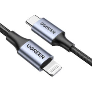 يوجرين سلك شاحن  من USB-C إلى آيفون مضفر بطول 2 م - أسود
