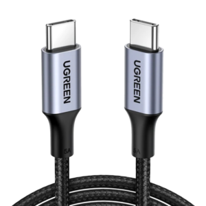 يوجرين سلك شاحن من USB-C إلى USB-C مضفر بطول 1 م - أسود