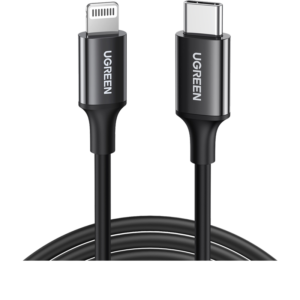 يوجرين سلك شاحن  USB|C بي دي إلى آيفون بطول 1 م | أسود