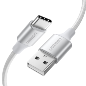 يوجرين سلك شاحن  من USB إلى USB-C مضفر بطول 2 م - أبيض