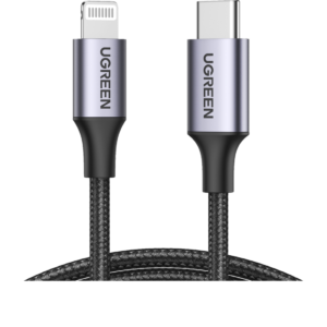 يوجرين سلك شاحن  نايلون مظفر USB|C إلى آيفون بطول 1 م | أسود