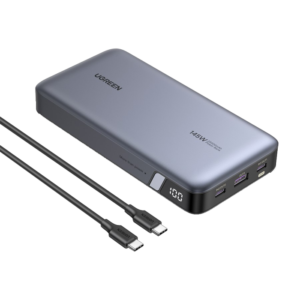 يوجرين شاحن متنقل بمنفذين PD ومنفذ USB بسعة 25000 ملي أمبير وبقوة 145 واط - رمادي