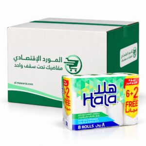 هلا ورق نشاف طبقتان 400 منديل ( كرتون 8 رول × 3 ربطات )
