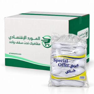 ملاعق بلاستيك ابيض مقاس صغير ( كرتون 1000 حبة )