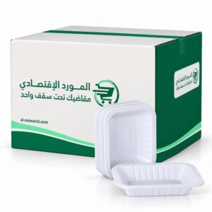 صحن بلاستيك مستطيل لون ابيض رقم 1 ( كرتون 1000 حبة )