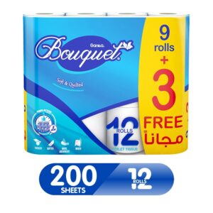 سانيتا بوكيه رول حمام 200 منديل مزدوج ( ربطة 9 رول + 3 حبة مجانا )